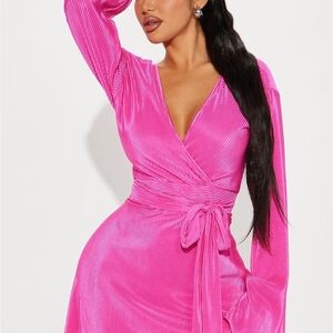 Vibrant Pink Wrap Dress